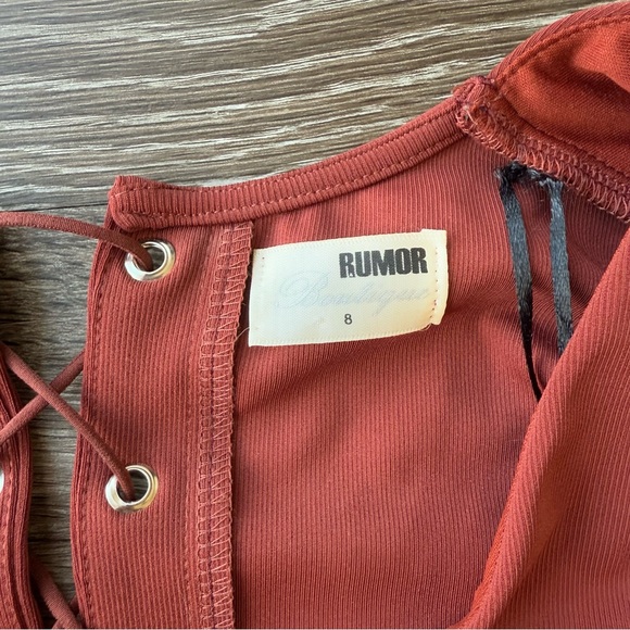 Burnt Orange / Rust Crop Top with Tie Back - Picture 3 of 5